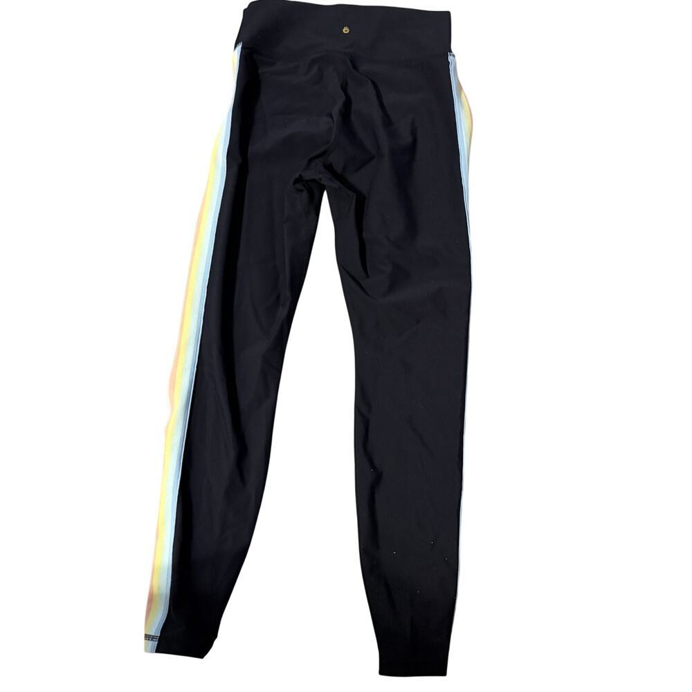 Spiritual Gangster leggings sz M black w rainbow stripes on side yoga activewear